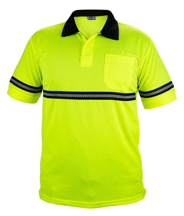 First Class High Visibility Polo Shirt with Reflective Hash Stripe