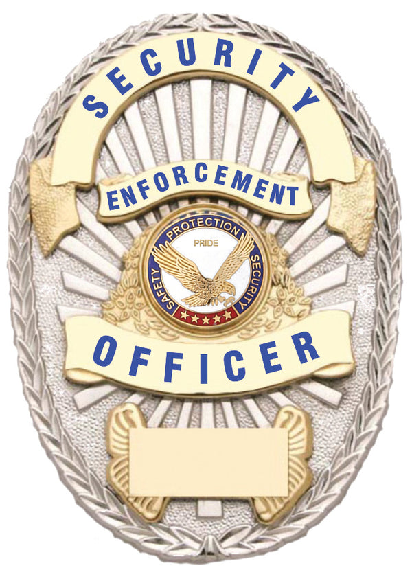 First Class Security Enforcement Officer Gold on Silver Shield Badge