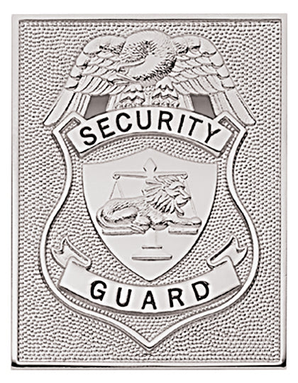First Class Security Guard Silver Rectangle Badge