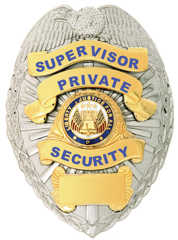 First Class Supervisor Private Security Gold on Silver Shield Badge