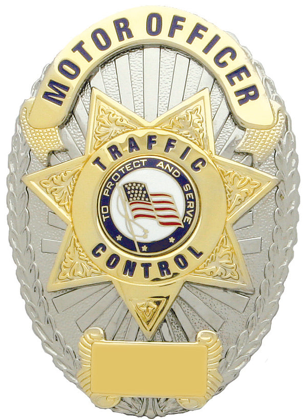 First Class Motor Officer Traffic Control Gold on Silver Shield Badge