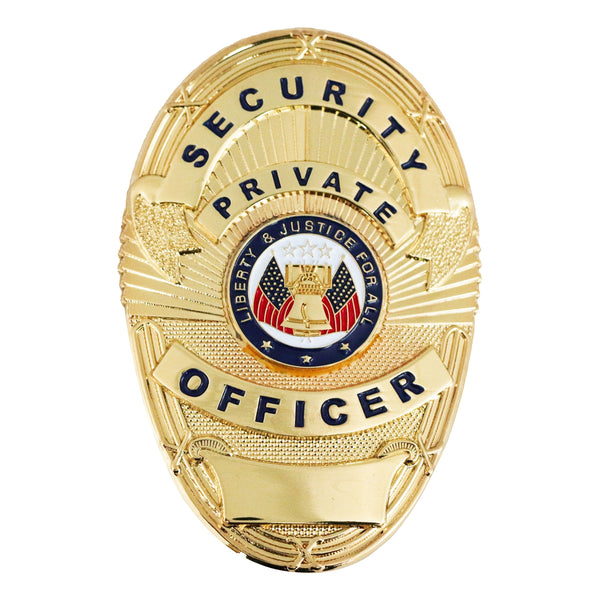 First Class Security Private Officer Gold Shield Badge
