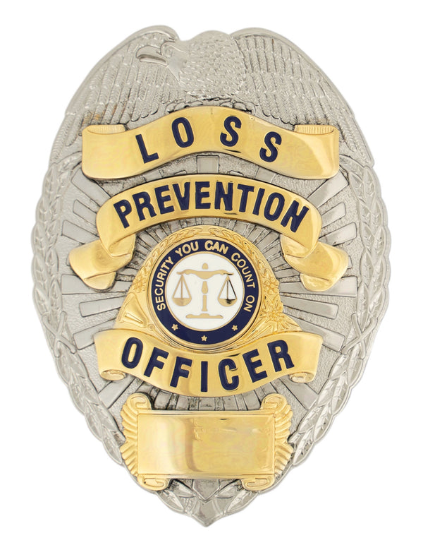 First Class Loss Prevention Officer Gold on Silver Eagle Badge