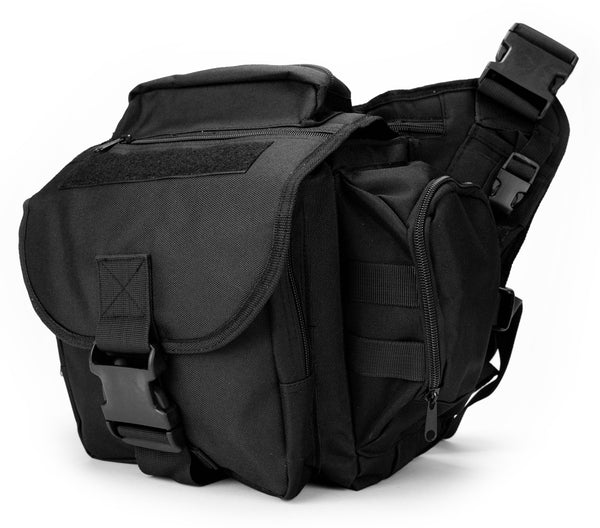 First Class Nylon Over Shoulder Bag “Push Pack” (Black)