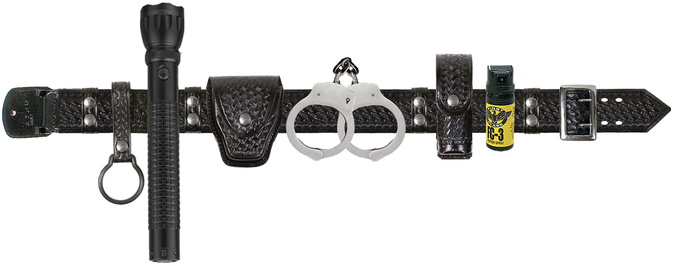 Basket Weave Leather Duty Belt Combo with Accessories Security Uniform