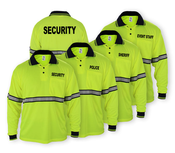 First Class High Visibility Long Sleeve Polo Shirt With Reflective Stripes and ID