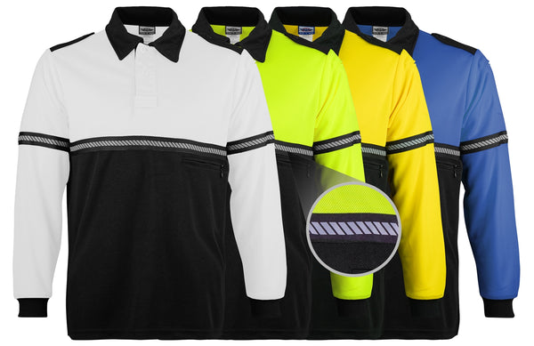 First Class Two Tone Long Sleeve Bike Patrol Shirt with Zipper Pocket and Hash Stripes