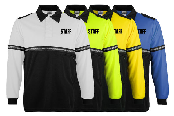 First Class Two Tone Long Sleeve Bike Patrol Shirt with Zipper Pocket and Hash Stripes with Staff ID
