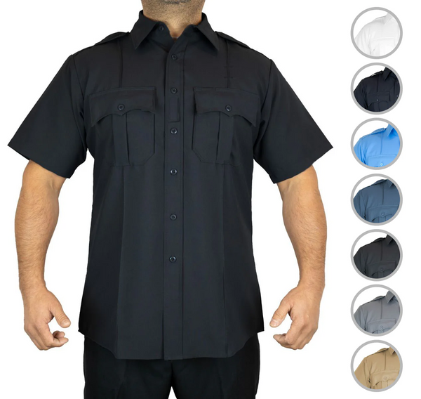 [CUSTOMIZED] 100% Polyester 4 Pocket Hidden Zipper Uniform Shirt - Short Sleeve