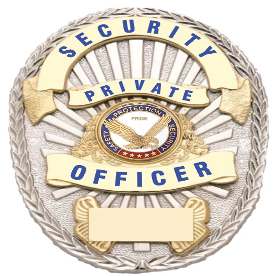 First Class Security Private Officer Gold on Silver Shield Badge