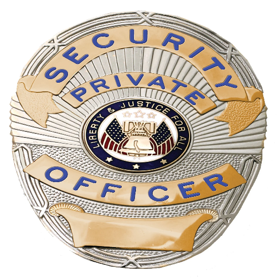 [BA03-CUSTOMIZED] First Class Security Private Officer Gold on Silver Shield Badge