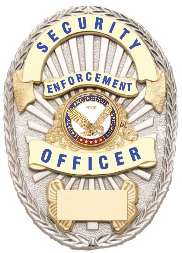 [CUSTOMIZED] First Class Security Enforcement Officer Gold on Silver Shield Badge