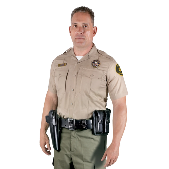 [SS305-2XL-CUSTOMIZED] Sinatra Sheriff Poly-Cotton Rip-Stop Class B Short Sleeve Tan Shirt