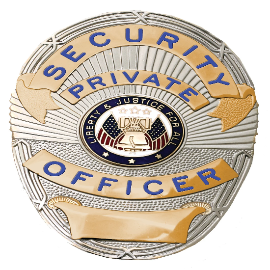 [CUSTOMIZED] First Class Security Private Officer Gold on Silver Shield Badge