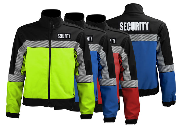 Security Hi-Vis Soft Shell Jackets with Reflective Emblems