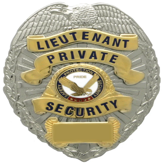 [BA41-CUSTOMIZED] First Class Lieutenant Private Security Gold on Silver Shield Badge