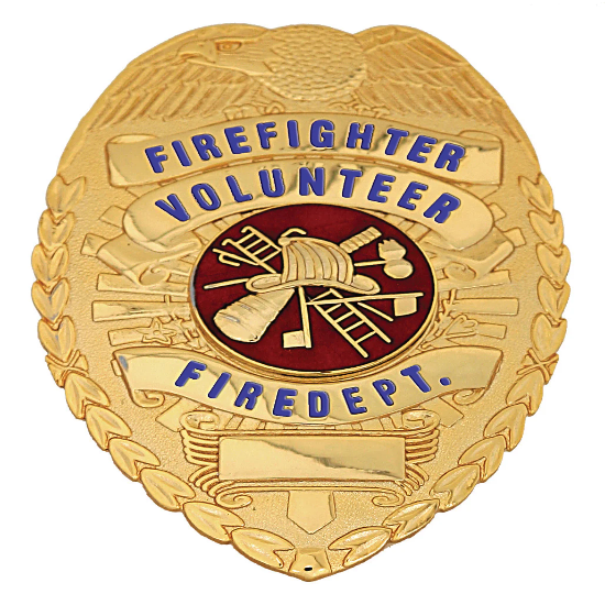 First Class Fire Fighter Volunteer Fire Dept. Gold Shield Badge