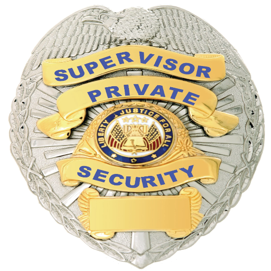 [CUSTOMIZED] First Class Supervisor Private Security Gold on Silver Shield Badge