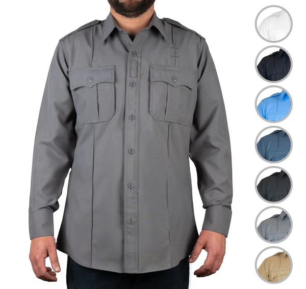 [CUSTOMIZED] 100% Polyester 4 Pocket Hidden Zipper Uniform Shirt - Long Sleeve