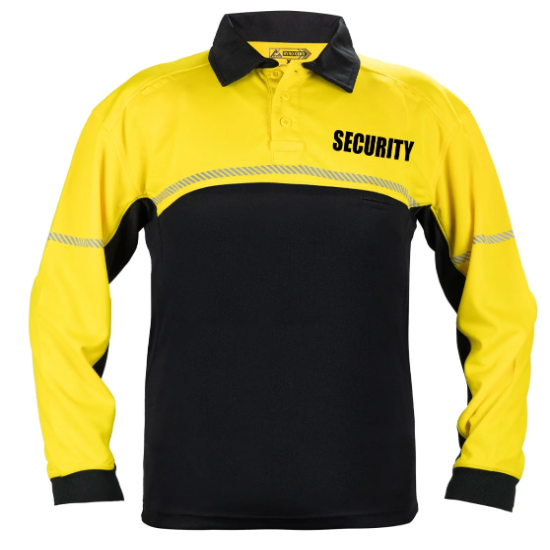 [CUSTOMIZED] 100% Polyester Jersey Knit Long Sleeve Security Bike Patrol Polo Shirts