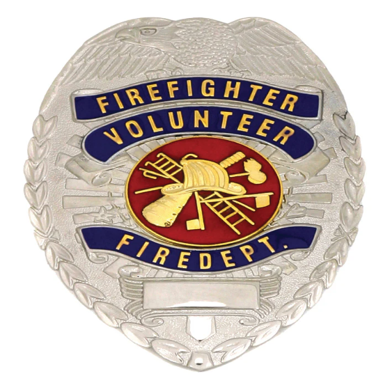 [CUSTOMIZED] First Class Fire Fighter Volunteer Fire Dept. Silver Shield Badge