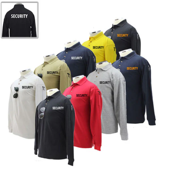 [ CUSTOMIZED ] Security Preshrunk Polycotton Tactical Long Sleeve Polo Shirt