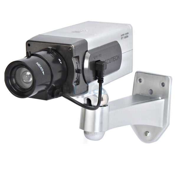 Dummy Camera w- Motion Sensor Moving and LED Light (Silver)