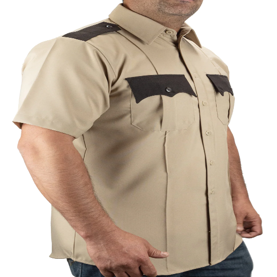 First Class 100% Polyester Two Tone Short Sleeve Uniform Shirt