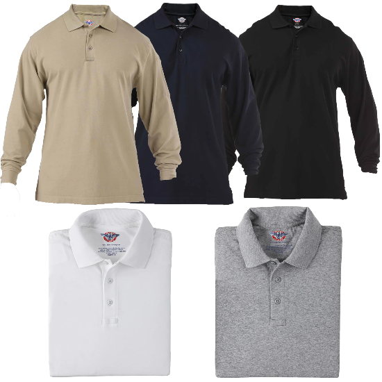 First Class Men's Long Sleeve Tactical Polycotton Jersey Polo Shirt
