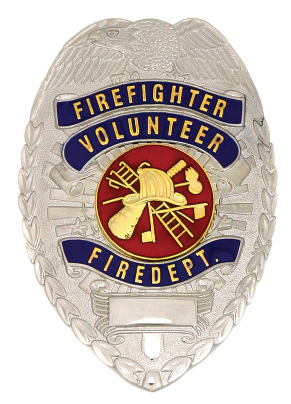 First Class Fire Fighter Volunteer Fire Dept. Silver Shield Badge