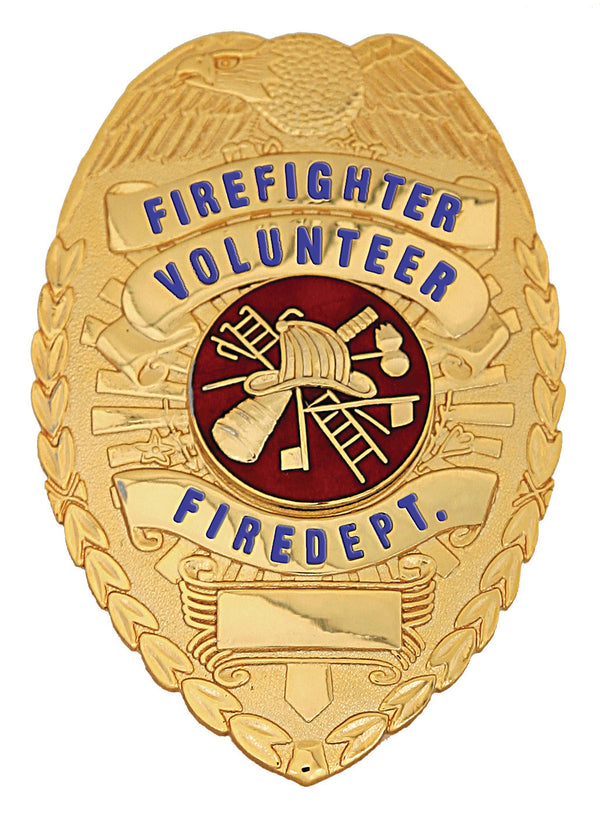 First Class Fire Fighter Volunteer Fire Dept. Gold Shield Badge