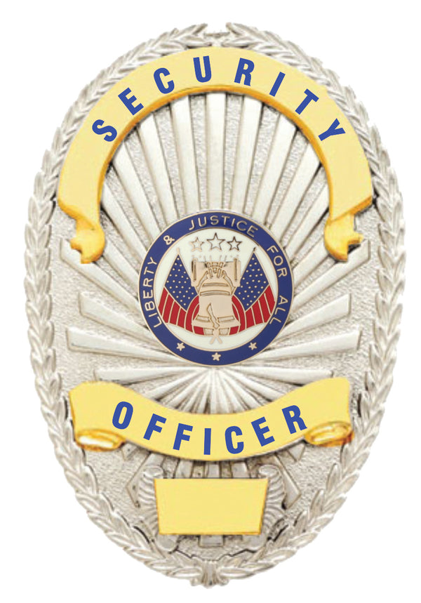 First Class Security Officer Gold on Silver Shield Badge