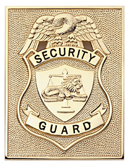 First Class Security Guard Gold Rectangle Badge