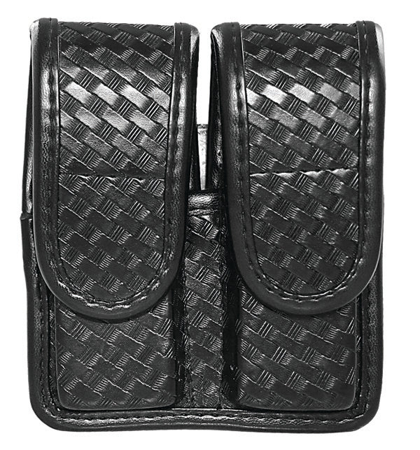 Basket Weave Synthetic Leather Double Magazine Holder