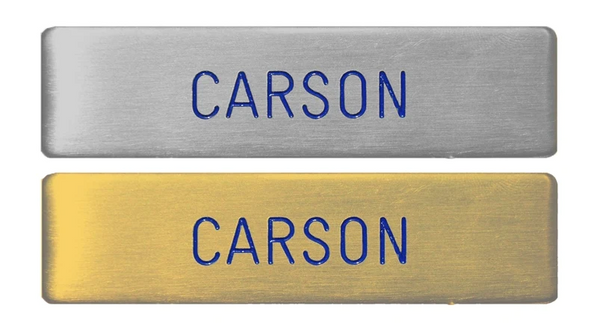 Engraved Name Tag with Blue Ink