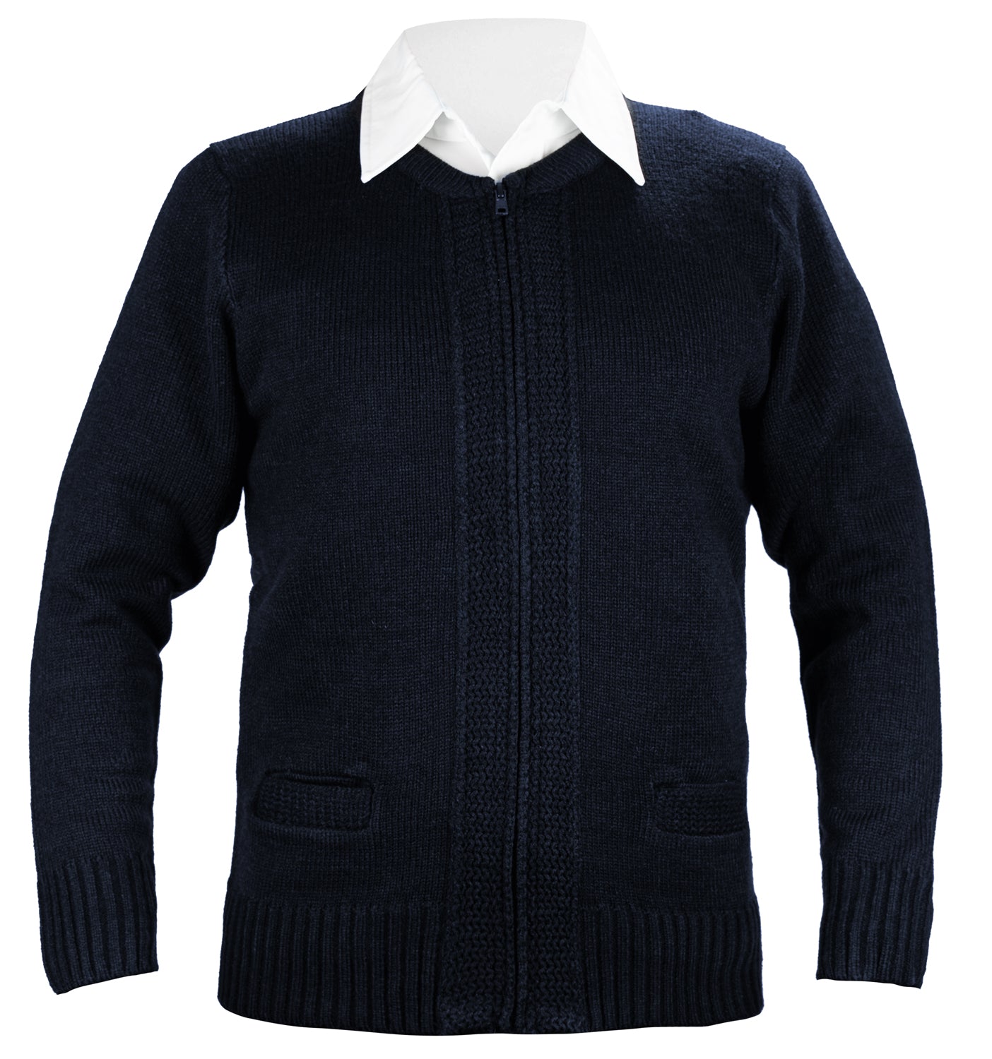 First Class Unisex Zip-Front Crewneck Cardigan – Security Uniform