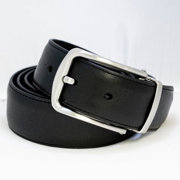 EZ Adjust Men's Leather Belt with Satin Nickel Buckle