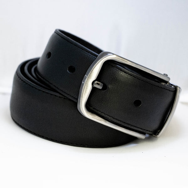 EZ Adjust Men's Leather Belt with Gunmetal Buckle