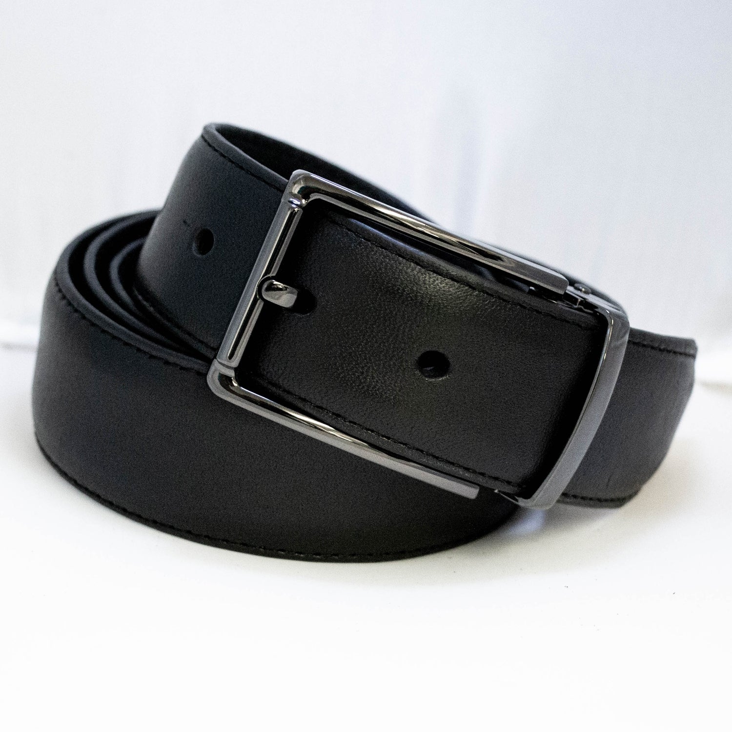 EZ Adjust Men's Leather Belt with Gloss Black Square Buckle – Security ...