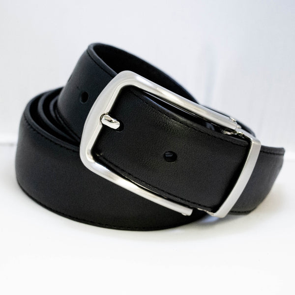EZ Adjust Men's Leather Belt with Light Gunmetal Buckle