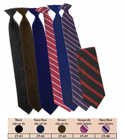 Mens Clip on Ties Solid Uniform Clip-on Neck Ties for Police and