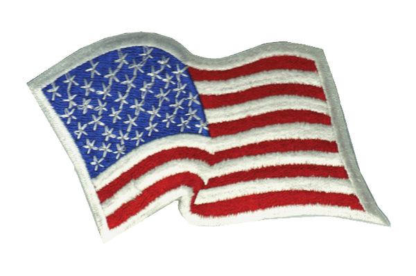 Wavy American Flag Emblem (White Border)