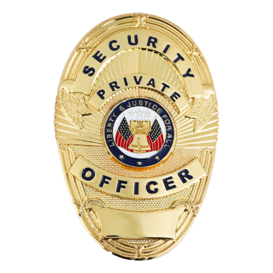 First Class Security Private Officer Gold Shield Badge