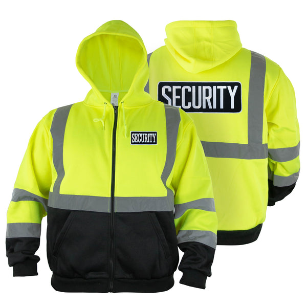 Hi-Visibility Safety Thermal Zippered Hoodie with Security ID (Lime Green-Black)