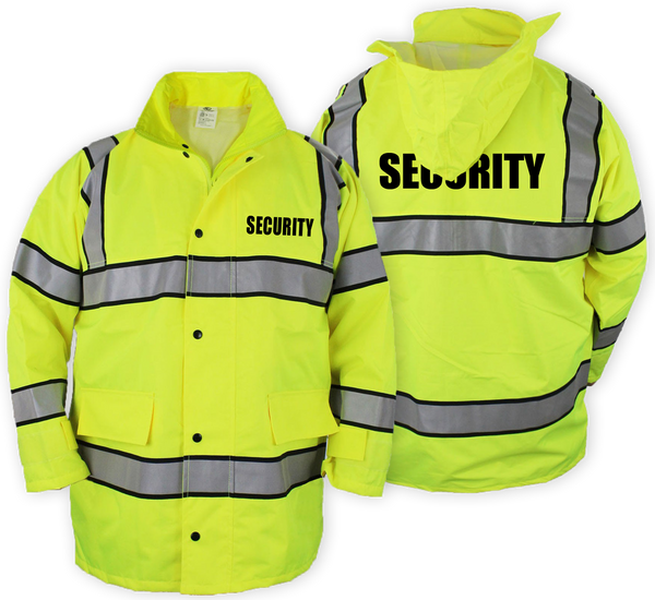 High Visibility Raincoat with Reflective Stripes (Lime Green)