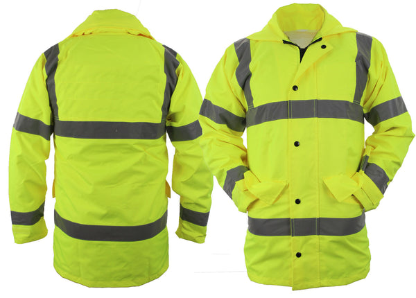 High Visibility Raincoat With Reflective Stripes (Lime Green)