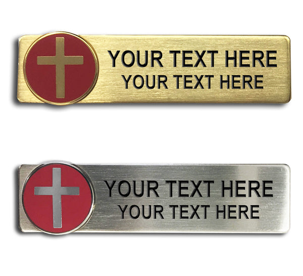 Engraved Name Plates with Cross Logo