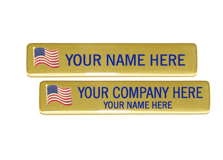 Patriotic Engraved Name Plate in Blue Ink with USA Flag – Security Uniform