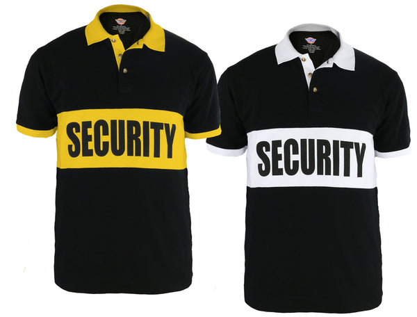 First Class Security Banner-Stripe Polo Shirt