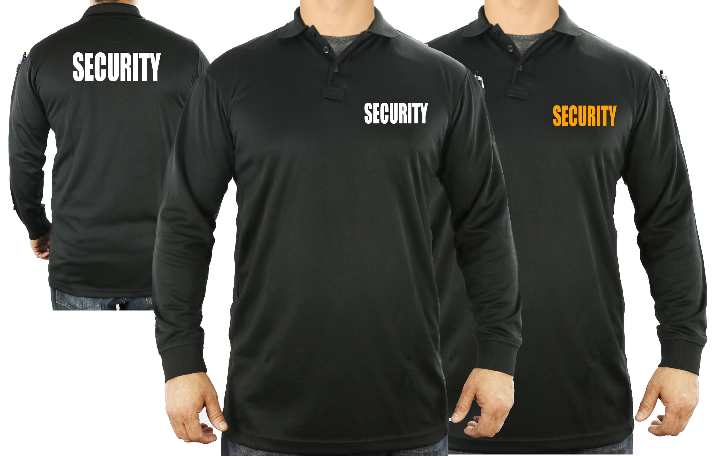 100% Polyester Security Tactical Performance Polo Long Sleeve Shirt ...